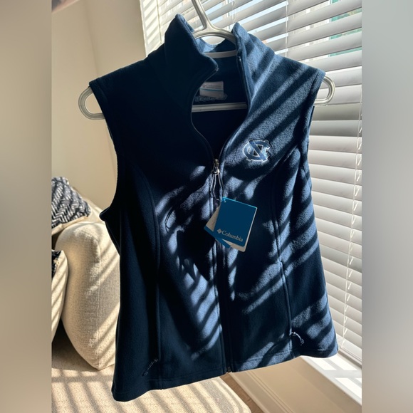 Columbia Fleece Vest Women's Small Full Zip Navy Blue Embroidered North Carolina - Picture 3 of 9